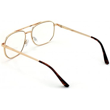 Metal Tear Drop Clear Len Glasses Big Lens Spring Hinge Square Fashion Gold Gunmetal - BKQKWWD2G