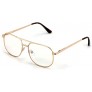 Metal Tear Drop Clear Len Glasses Big Lens Spring Hinge Square Fashion Gold Gunmetal - BKQKWWD2G