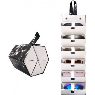 6-Slot Sunglasses Travel Case Organizer for Men Women Foldable EyeGlass Holder Storage Box for Multiple Pairs - B76YXI9HQ