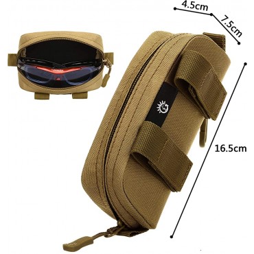 CamGo Tactical Sunglasses Hard Case Portable Molle Zipper Nylon Eyeglasses Carrying Case with Clip - BI4Q7GTA7