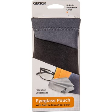 Carson Eyeglass Pouch with Built-in Microfiber Cloth for Eyewear and Sunglasses Grey EC-10BKGY - BBT2NUD4F