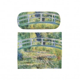 Claude Monet Painting Art Premium Quality Bridge Over a Pond Eyeglass Case and Matching Microfiber Eyeglass Cleaning Cloth - BQXYQ7CK3