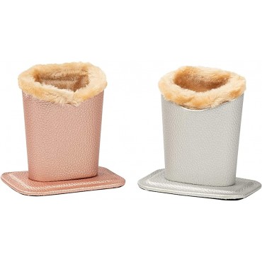 Eyeglass Holders – 2-Pack Eyeglass Stands with Soft Plush Lining Eyeglass Holder Stands with PU Leather Exterior 4.6 x 4.7 x 3.2 Inches Silver and Pink - B24J42EK9
