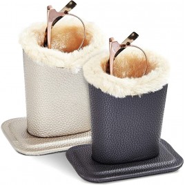 Faux Leather Eyeglass Holder Stand with Plush Lining Grey and Champagne 2-Pk - BT3LP6T0W