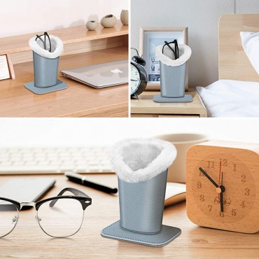 Fintie Plush Lined Eyeglasses Holder with Magnetic Base- Premium Vegan Leather Glasses Stand Case - BPYFHSND1