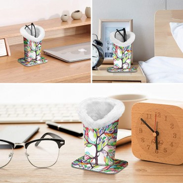Fintie Plush Lined Eyeglasses Holder with Magnetic Base- Premium Vegan Leather Glasses Stand Case - B43A3FUIX