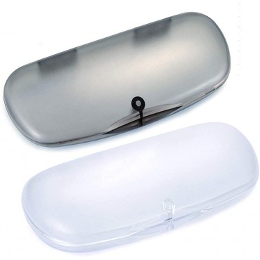 Hard Eyeglasses Case Plastic Glass Protective Case for Women Men-Magnetic Closure Small Sunglass Case 2 PCS- White+Grey - BDEBR8606