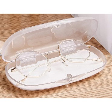Hard Eyeglasses Case Plastic Glass Protective Case for Women Men-Magnetic Closure Small Sunglass Case 2 PCS- White+Grey - BIPV8FPDY