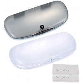 Hard Eyeglasses Case Plastic Glass Protective Case for Women Men-Magnetic Closure Small Sunglass Case 2 PCS- White+Grey - BIPV8FPDY