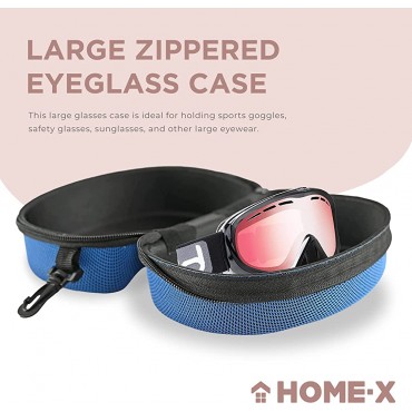 HOME-X Sport Goggles Case Safety Glasses Case Zippered Hard-Shell Glasses Case 8 L x 4 ¾” W x 4 H Blue - BBL8DY3JO