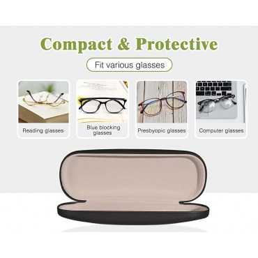 MoKo Hard Shell Eye Glasses Case with Cloth PU Leather Protective Eyeglasses Cases Storage Organizer Travel for Men Women - BY6CIOETD