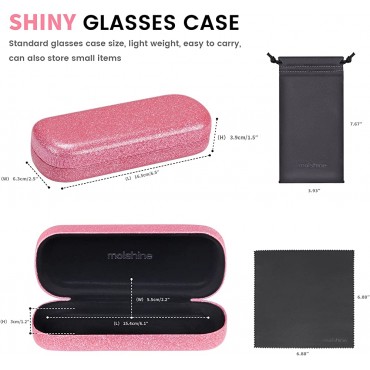 molshine Bling Hard Shell Glasses Case,Portable Sparkling Shiny Eyeglass Case for Men Women Girl Travel Study Work - BA3Y1VE60