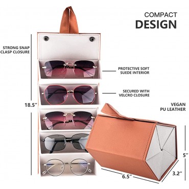 Multiple Sunglasses Organizer Case Holder for Travel Leather Eyeglass Case Hard Shell Hanging Wall Eyeglasses Storage Stand - BKXL9VZ18