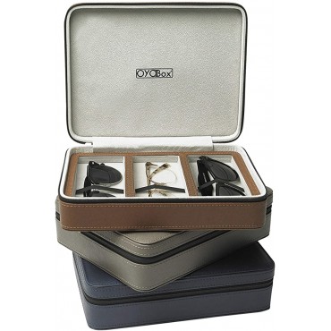 OYOBox Eyewear Travel Case Luxury 3-Slot Organizer for Multiple Glasses and Sunglasses - B4M9DVJDW