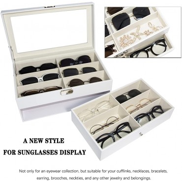 VEEKALA 12 Slot Glasses Organizer Holder Box Leather Sunglasses Collection Eyeglasses Eyewear Storage Display Case - B7QHHGZTZ
