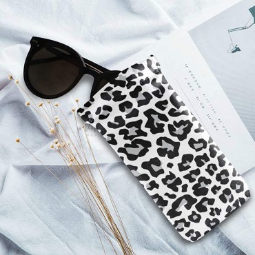 VIKKO Black Gray Leopard Print Eyeglass Pouch Microfiber Leather Squeeze Top Stylish Sunglasses Case for Women - BOKQG0PKF
