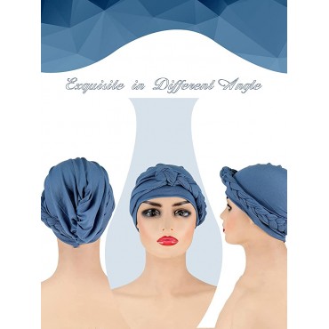 3 Pieces Head Wrap Turban Headwear Pre-Tied Twisted Braid Hair Cover Headwrap Hats for Women Girls - BERRH0ICF