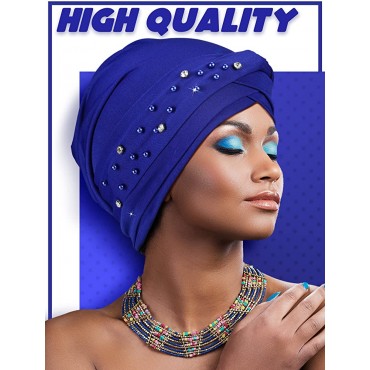 3 Pieces Women Turban Head Wrap Pre Tied Bonnet Beanie Hat Pearl Beading Sleeping Cap Headwrap - BS9ONEY0N
