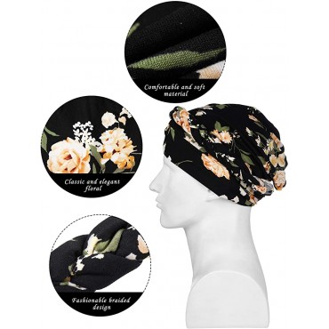 3 Pieces Women Turban Head Wrap Pre-Tied Bonnet Beanie Hat Sleeping Cap Headwrap - BVER07UC0
