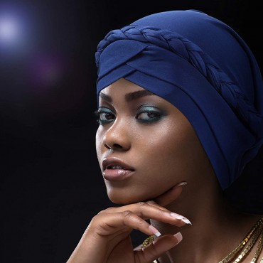 3 Pieces Women Turban Pre-Tied Bonnet Braid Turban African Head Wrap for Woman - B7NPJBDFL