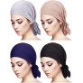 4 Pieces Slip-On Pre-Tied Head Scarves Women Headwear Turban Beanie Caps Head Wrap Headscarf for Women Girls - B5DXFZMGV