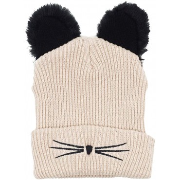 Bellady Winter Hats Cute Cat Ear Hat with Embroidered Warm Knit Crochet Ski Cap - B9WSRVK57