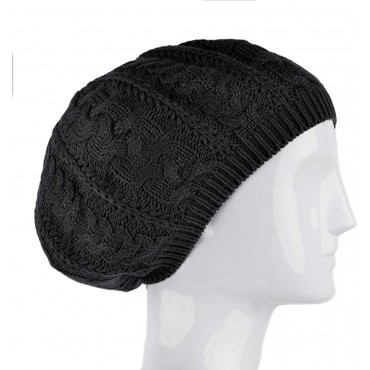 BG Soft Knit Solid Color Beanie Chic and Lightweight Crochet Knitted Style Beanie Hat for Women One Size Slouchy Black - BSSZZBMRG