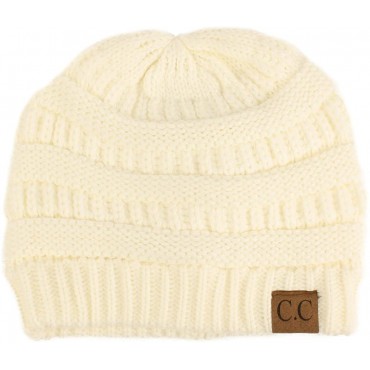 CC Fleeced Fuzzy Lined Unisex Chunky Thick Warm Stretchy Beanie Hat Cap - BK0SAVO5G