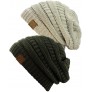 C.C Trendy Warm Chunky Soft Stretch Cable Knit Beanie Skully 2 Pack - BX4P1GCHC