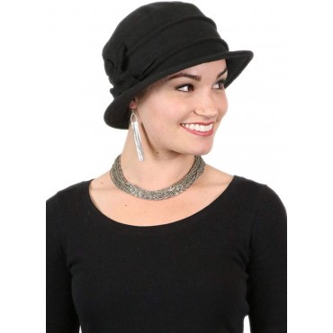 Fleece Flower Cloche Hat for Women Cancer Headwear Chemo Ladies Head Coverings - BNS2EBJ54