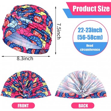Geyoga 4 Pieces African Hair Wrap for Women Turban Cap Stretch Twisted Pleated Beanie Hat - BPK7TOZQ0