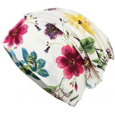 HONENNA Flower Printed Beanie Women Turban Headband Chemo Cap - B2AWVEQGN