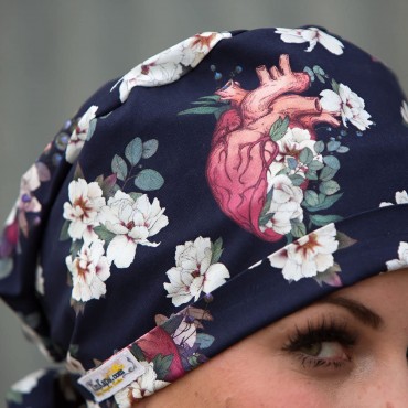 KimKaps Bouffant Style Surgical Nurse Scrub Hat Cute Heart Cardiology Themed Cap Rhythm And Blues Style 1 - B6156QGOB