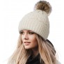 Livingston Women's Winter Soft Knit Beanie Hat with Faux Fur Pom Pom Warm Skull Cap Beanies for Women - BTAHBFEJM