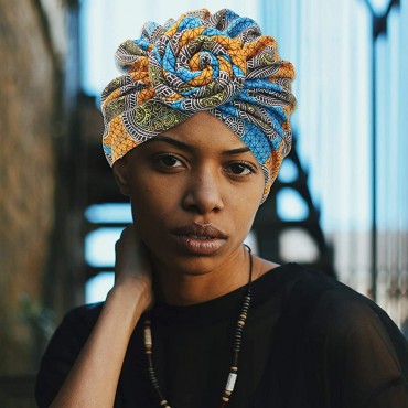 LUKACY African Pattern Headwrap Pre-Tied Turbans for Women Beanie Cap Headwrap Hat - BJAVHPF95