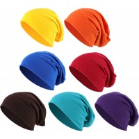 Outus Thin Knit Slouchy Cap Beanies Hat Hip-Hop Sleep Cap Dwarf Hat Assorted Colors 7 Pieces - BF43LIWXS