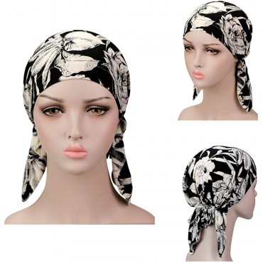 Pre Tied Chemo Head Scarf 3 Packed Beanie Skull Cover Cap for Women Set6-Long Style - B2ITTUHN2