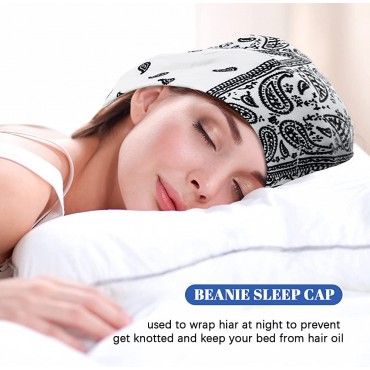 SATINIOR 4 Pieces Satin Lined Sleep Cap Slouchy Beanie Hat Night Hair Cap for Women Black White Red Navy Paisley Style One Size - BNO18N1EZ