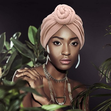 SATINIOR 6 Pieces Women African Turban Flower Knot Pre-Tied Bonnet Beanie Cap Headwrap - B8W98S49E