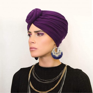 SATINIOR 6 Pieces Women African Turban Flower Knot Pre-Tied Bonnet Beanie Cap Headwrap - B26092R8A