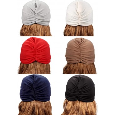 SATINIOR 6 Pieces Women Turban Hats Twisted Beanie Hair Wrap Stretch Headwrap Cap - BML85URG7