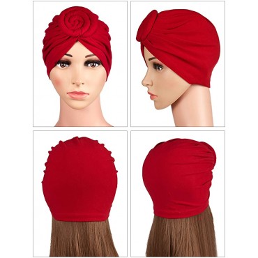 SATINIOR 9 Pieces Women Knotted Turban Hat African Turban Beanie Pre-Tied Bonnet Cap Headwrap - B7HI37YRA