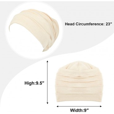 Syhood 4 Pieces Slouchy Beanies Hats Soft Cotton Sleep Cap Stretchy Sleeping Cap Headwear for Women - BKL1JS9P7