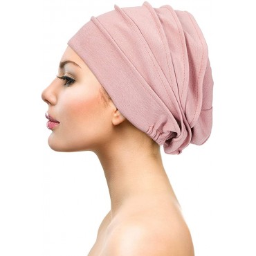 Syhood 4 Pieces Slouchy Beanies Hats Soft Cotton Sleep Cap Stretchy Sleeping Cap Headwear for Women - B5VB1LSJN