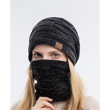Winter Beanie Hat Scarf Set Knitting Wool Warm Hat Daily Slouchy Hats Beanie Skull Cap for Women Men - BTPJQ67WK