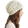 ZLYC Women Cotton Crochet Slouchy Beanie Hat Handmade Knit Cutout Summer Floral Skull Cap - BHAKKVMU4