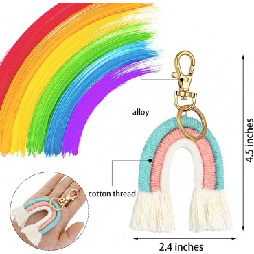 3 Pieces Rainbow Keychains Macrame Weaving Rainbow Tassel Keychains for Women - BYG399Z24