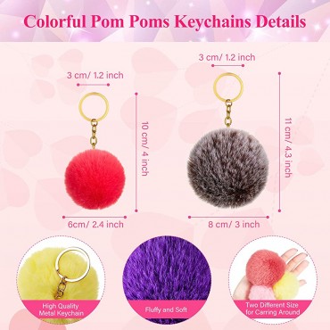 72 Pieces Colorful Pom Poms Keychains Faux Fur Fluffy Ball Pompoms Keyring for Girls Women Hat Bag Accessory - BHXJJP9N9