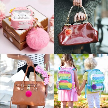 72 Pieces Colorful Pom Poms Keychains Faux Fur Fluffy Ball Pompoms Keyring for Girls Women Hat Bag Accessory - BHXJJP9N9