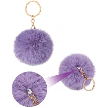 Auihiay 32 Pieces Pom Poms Keychain Fluffy Ball Key Chain Faux Rabbit Fur Pompoms Keyring for Girls Women - BDSSIXWVI